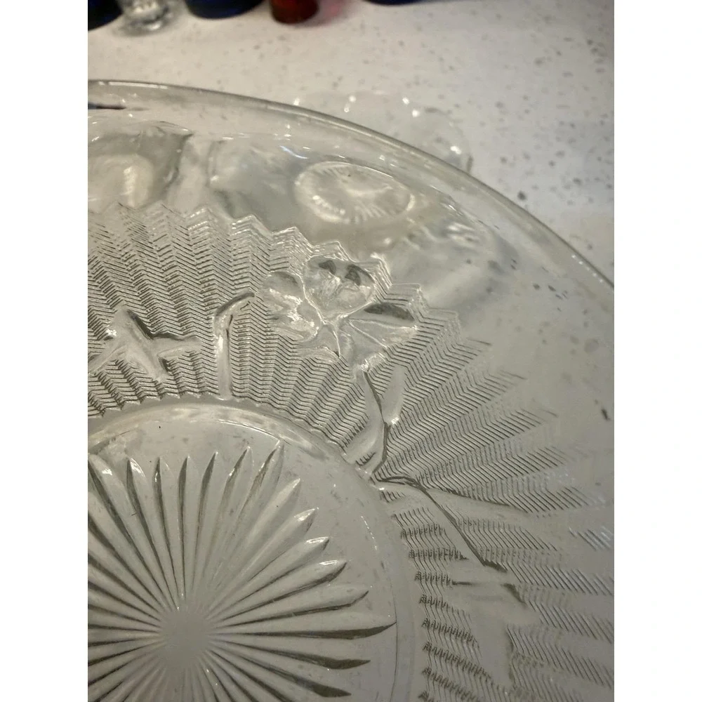 SET OF FOUR Jeannette Clear Iris And Herringbone 5 1/4